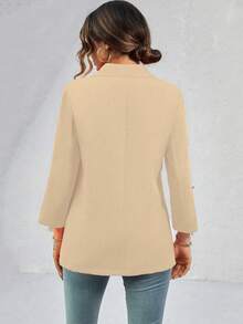 SHEIN Unity Cổ áo Tay áo cuộn Áo vest - màu nâu - Xem 2