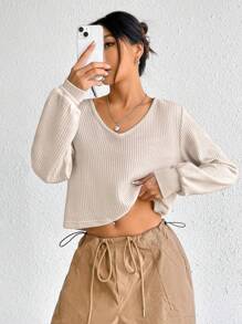 SHEIN EZwear 女用米色針織t卹