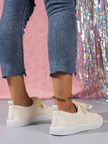 女鞋，ins风，薄底透气，百搭小白鞋，厚底，秋季新款跑步鞋，牛皮，百搭运动鞋，有设计感，秋季新款，小众，平底，休闲，百搭运动鞋，PU皮，女跑步鞋，减震，轻便 - 米色 - 查看 2