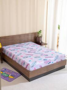 FRIENDS X SHEIN Sábana ajustable con estampado morado para dormitorio - Púrpura malva - Ver 2