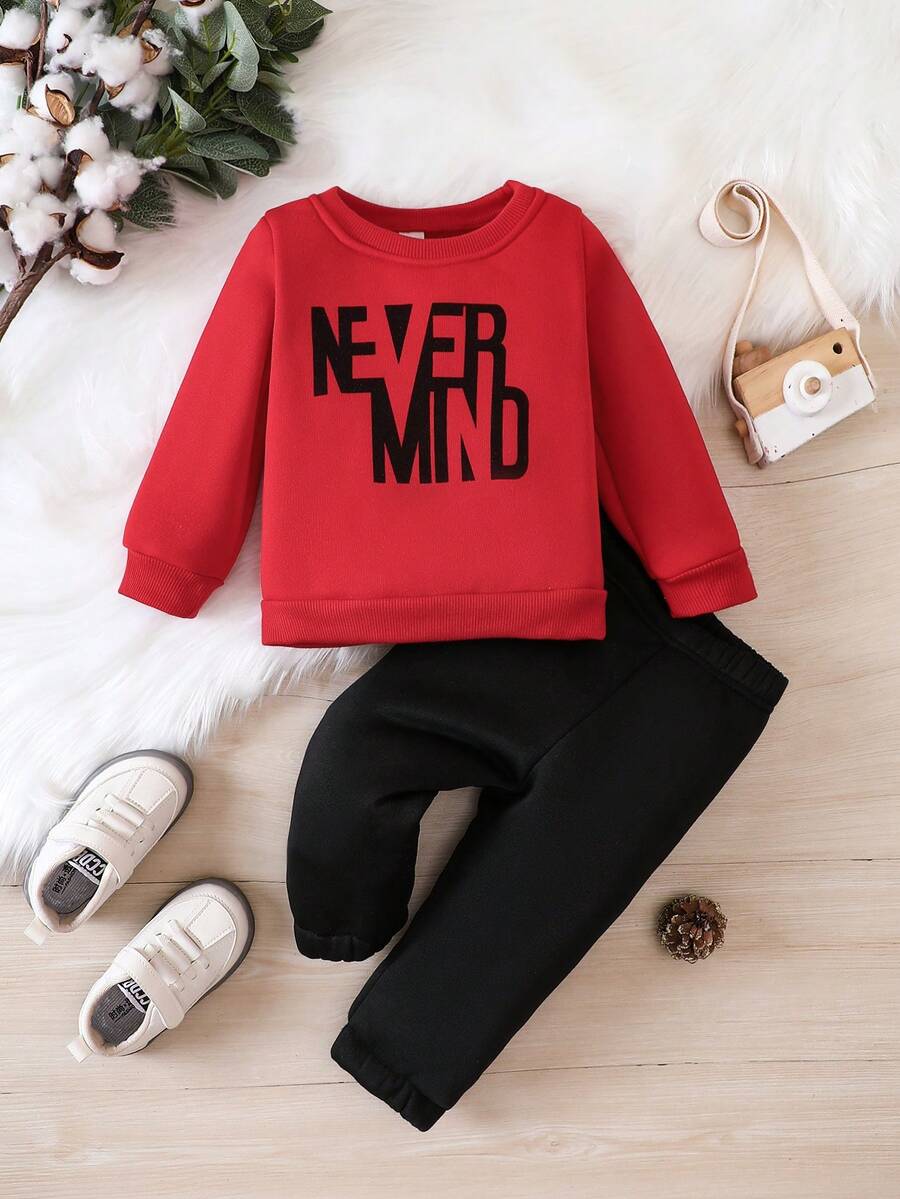 男嬰字母圖案衛衣和衛褲 - 彩色 - 查看 1