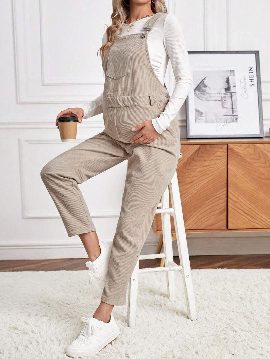 SHEIN Maternity Patched Pocket Overall Jumpsuit Without Tee
