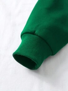 INAWLY 標語圖案肩膀運動衫 - 墨綠色 - 查看 5