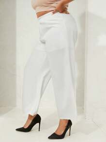 SHEIN SXY Plus Solid Wide Leg Suit Pants - White - View 5