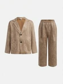 Tween Boy 1pc Dual Pocket Blazer & 1pc Pants - Multicolor - View 1