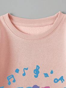Tween Girl Cartoon Graphic Thermal Lined Sweatshirt - Pink - View 3
