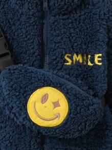 SHEIN 男嬰字母刺繡法蘭絨外套&包 - 彩色 - 查看 8