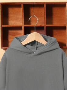 SHEIN Tween Boy Cartoon Graphic Hooded Sweatshirt,In Fall/Winter - Grey - View 6