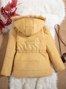 SHEIN Unity 女士连帽加厚棉服外套冬季毛绒领子