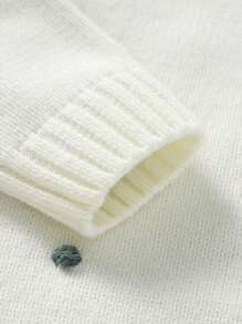 Baby Girl Pom Pom Detail Sweater - White - View 4