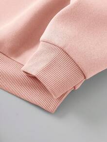 Tween Girl Cartoon Graphic Thermal Lined Sweatshirt - Pink - View 5