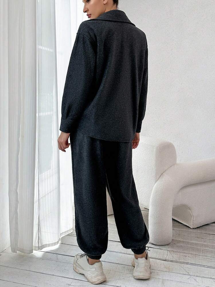 Drop Shoulder Pocket Patched Shirt & Sweatpants