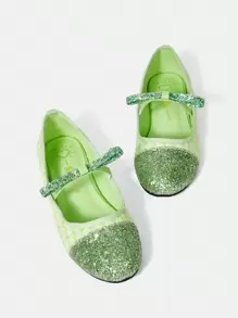 SheIn MOD Christmas Flat Round Toe Mary Jane Shoes - Green - View 2