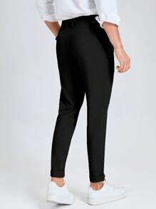 Manfinity Mode Men's Slim Fit Business Dress Pants - Black - View 2