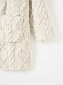 SHEIN EZwear Dual Pocket Drop Shoulder Hooded Coat - Beige - View 3