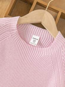 SHEIN Teenager Mädchen Pullover mit Raglanärmeln, Kontrast asymmetrischem Saum,