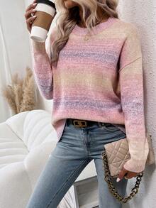 SHEIN Essnce 漸層落肩袖套頭毛衣 - 彩色 - 查看 5