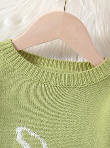 Baby Girl Rabbit Pattern Sweater - Green - View 4