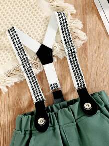 Baby Boy Bow Front Shirt & Suspender Shorts