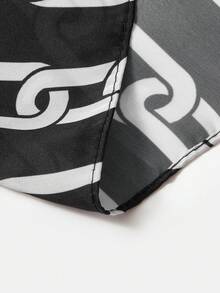 BizChic 鏈條圖案時尚百搭方形圍巾 - 黑色 - 查看 8