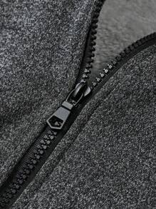 Manfinity Homme Loose Fit Men's Thermal Lined Zip Up Hooded Jacket - Dark Grey - View 4