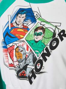 JUSTICE LEAGUE X SHEIN 人物和字母圖案插肩袖運動衫 - 彩色 - 查看 8