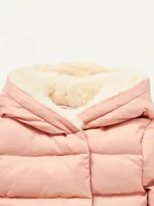 Baby Girl Thermal Lined Hooded Padded Coat - Pink - View 3