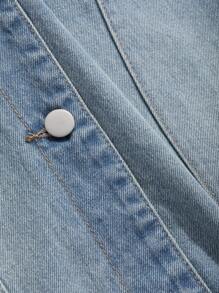 Dazy Star 1入組前紐扣背心牛仔上衣 - 淺色水洗藍 - 查看 7