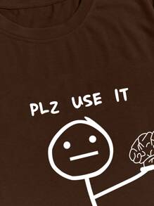 Manfinity Homme Men Cartoon & Letter Graphic Tee - Coffee Brown - View 5