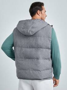 GENTILAND Lỏng lẻo phù hợp Nam Kích thước lớn áo có mũ Cá nóc Khóa kéo-lên Áo vest - Xám - Xem 2