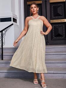 Sollinarry Plus Sequin Cami Dress - Champagne - View 6