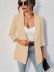 SHEIN Unity Cổ áo Tay áo cuộn Áo vest - màu nâu - Xem 5