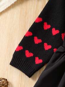 Baby Girl Heart Pattern Sweater Dress - Multicolor - View 4