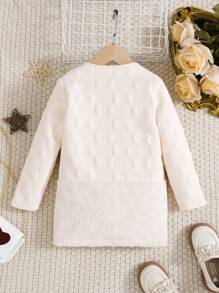 SHEIN 女小童前紐扣外套適用於聖誕 - 米色 - 查看 2