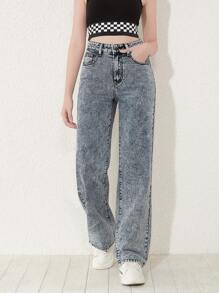 SHEIN Thiếu niên cô gái Túi nghiêng Quần legging thẳng - Màu xám đen - Xem 4