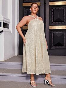 Sollinarry Plus Sequin Cami Dress - Champagne - View 4