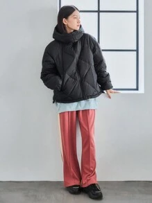 FRIFUL 冬季拉链连帽棉服外套 - 黑色 - 查看 3