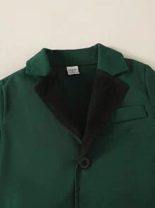 2 件套年轻男孩绅士西装，纯色西装外套和短裤，配领结，时尚，适合生日派对、活动、婚礼、洗礼、 1 岁生日 - 墨綠色 - 查看 6