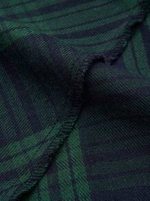 SHEIN Clasi Plus Plaid Print Belted Dress - Green - View 7