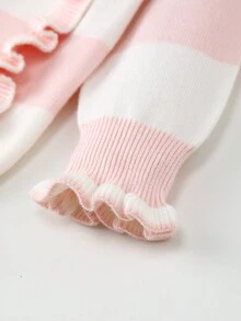 女嬰雙色荷葉邊喇叭袖套頭毛衣 - 彩色 - 查看 3