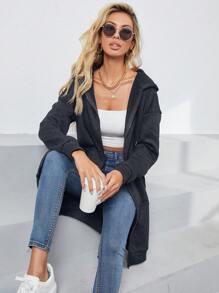 INAWLY Zip Up Drop Shoulder Drawstring Hoodie,Long Sleeve Tops Graduation,Back To School Outfits,Graduation,Teacher Outfits For Women,Back To School Pullover Fall Outfit - Dark Grey - View 7