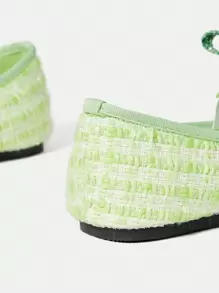 SheIn MOD Christmas Flat Round Toe Mary Jane Shoes - Green - View 5