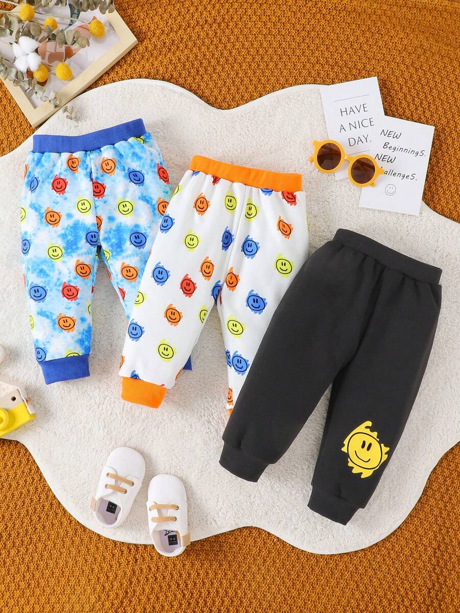Baby Boy 3pcs Cartoon Graphic Sweatpants - Multicolor - View 1