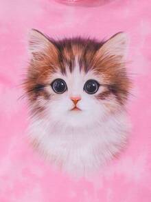 SHEIN 女嬰貓印花連帽衫&抽褶下擺長褲 - 彩色 - 查看 7