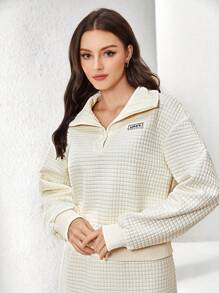 Mulvari Letter Patched Detail Drop Shoulder Sweatshirt & Skirt 2 Piece Set
