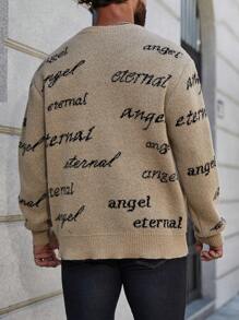 Manfinity Homme Nam Plus Mẫu chữ Thả vai Áo len Không có áo sơ mi - Nhiều màu - Xem 2