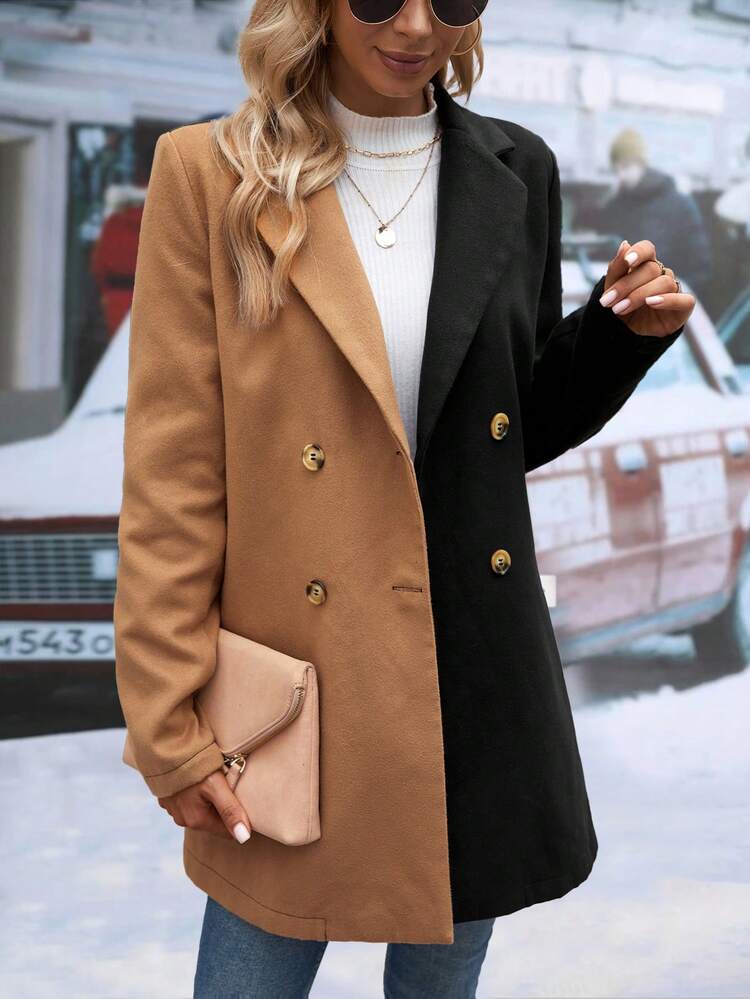 Two Tone Double Breasted Overcoat