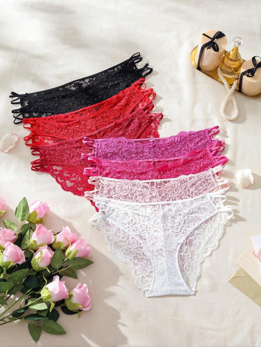 Wedaily 7入組女士蕾絲t型內褲 - 彩色 - 查看 1