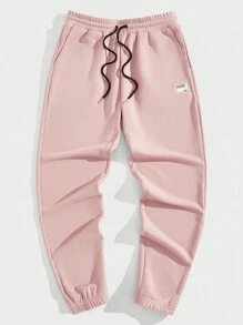 Manfinity RebelGame Nam Chi tiết Patched thư Eo dây rút Quần thể thao - Màu Hồng baby - Xem 4