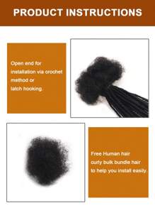 Crochet Human Hair 10-20 Inch Options 0.2 Cm Thickness 30 Strands 100% Real Human Hair Dreadlock Extensions For Women Hair Extensions Knotless Braids Boho Braids - S1 - View 5